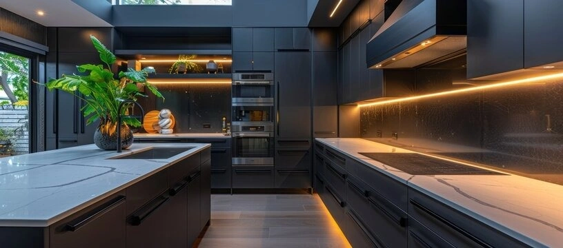 asiaquartz dark modern kitchen quartz countertops